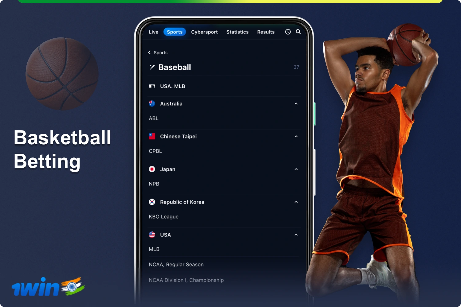 1win users from India can bet on basketball, as well as on popular tournaments