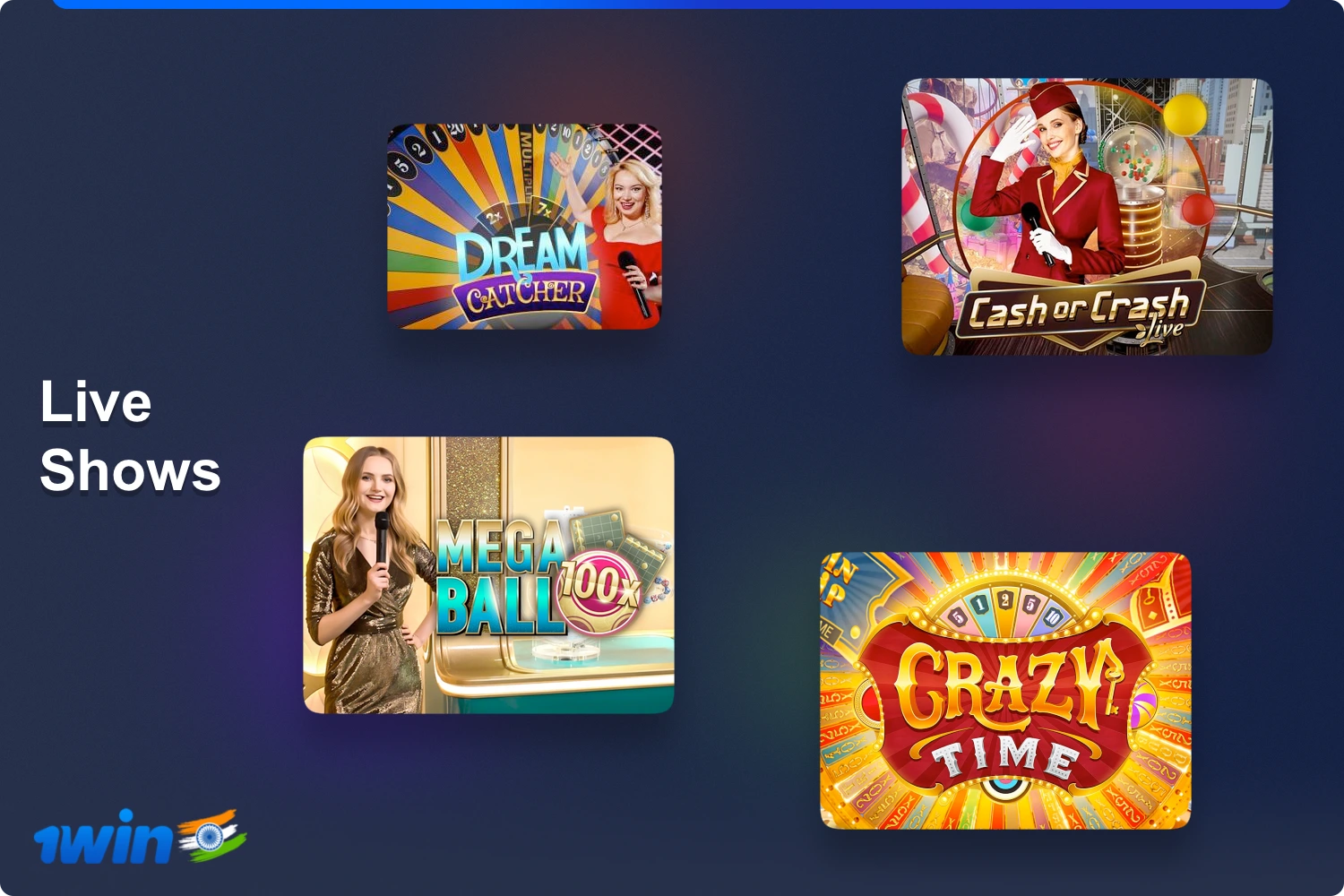 Live shows at 1win Casino are very popular with players from India
